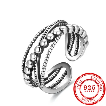 

Retro style 100% genuine sterling silver 925 ring women's men's party sterling silver open ring jewelry gift