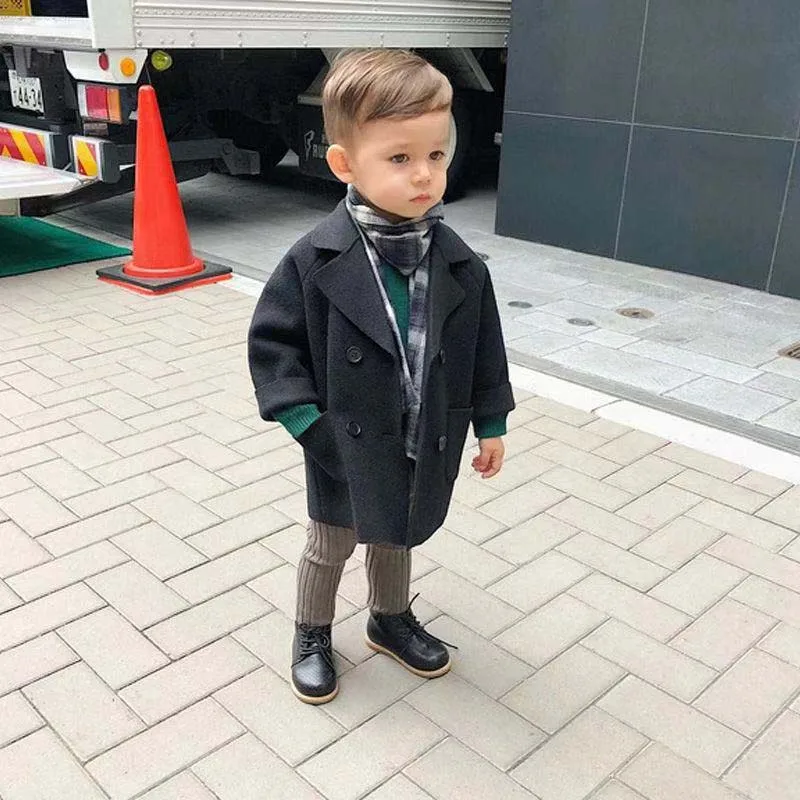 Новинка 2019 модное однотонное высококачественное детское шерстяное пальто для