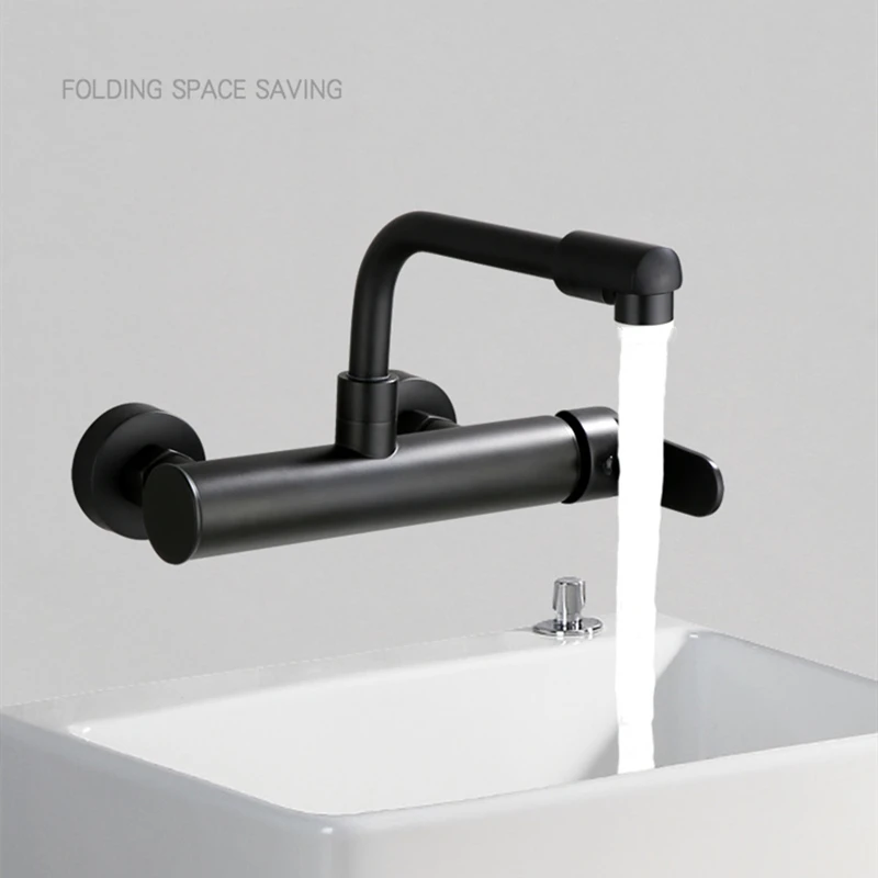 torneira misturadora de latao preto guindaste dobravel 01