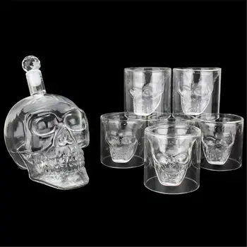 

Glass Skull Head Cup Vodka-Shot Whiskey Wine Tea Drinking Bottle Decanter