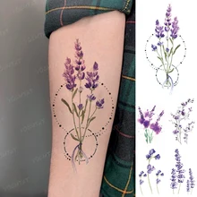 Waterproof Temporary Tattoo Sticker Lavender Wreath Dot Linear Circular Tatoo Arm Leg Fake Tatto Man Woman Child Flash Tattoos