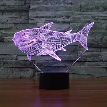 

Shark Model 3D LED Light Hologram Illusions 7 Colors Change Decor Lamp Best Night Light Gift for Home Deco