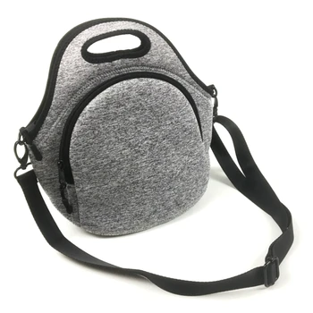 

Lunch Tote Bag Washable Lunchbox Bag Non-Toxic Collapsible with Shoulder Strap Front Zipper Pocket Gray