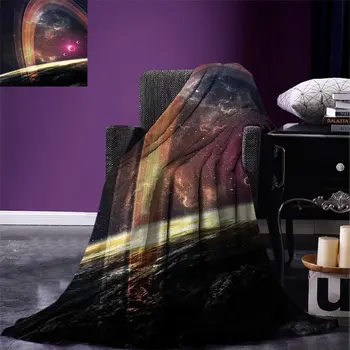 

Galaxy Throw Blanket Deep Space Planets Over Nebula Dust Stars and Halo Ring Science Fiction Art Velvet Plush Throw Blanket Dark