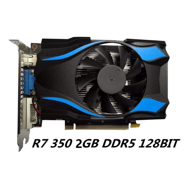 Portable R7 350 2GB DDR5 128 Bit Directe Gaming Graphics Card PCI Express 2.0 with Cooling Fan for Computer Games N7MC graphics cards computer