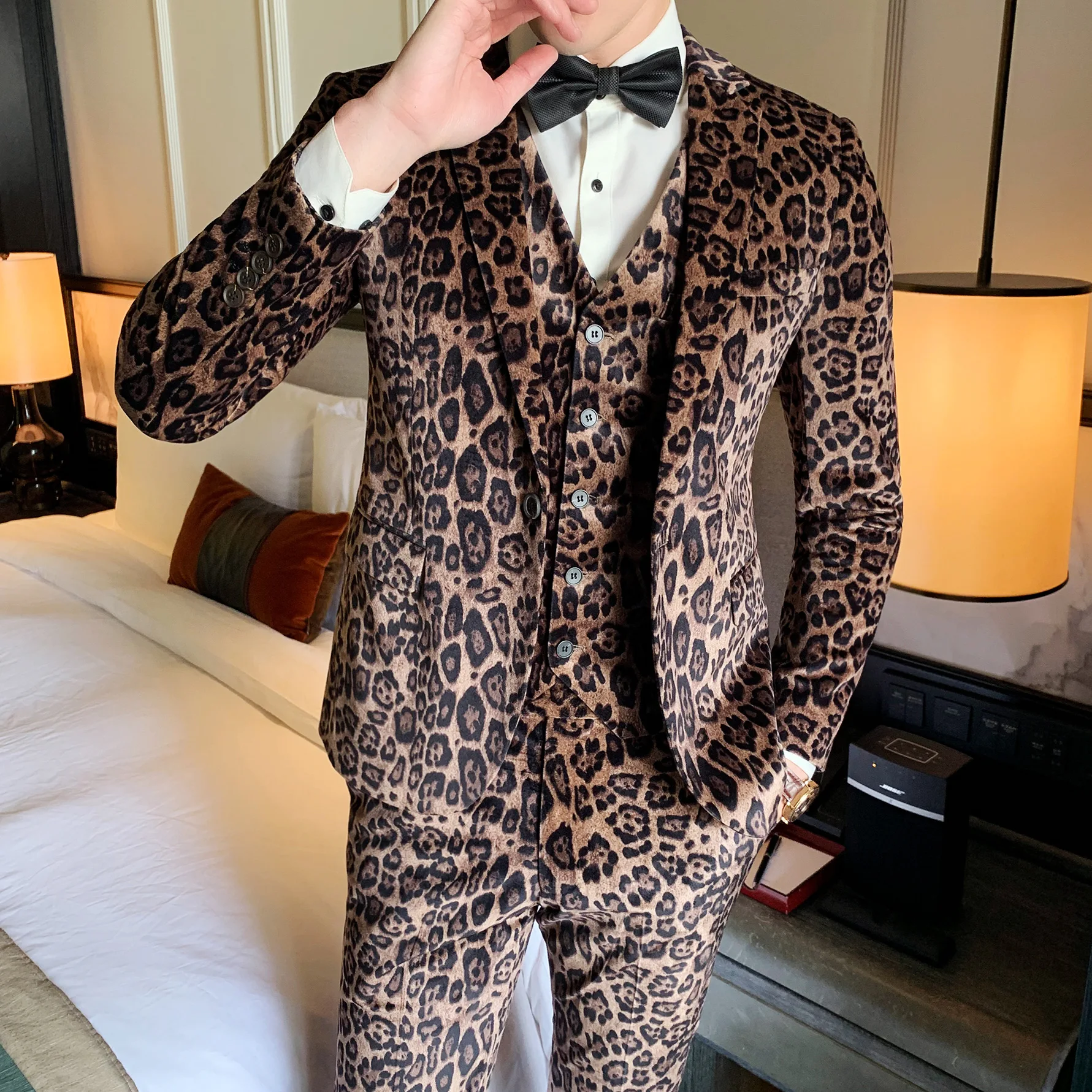 Suit Men's Single Button Suit Printing Leopard Print Suit Evening Suit Men's Suit  Christmas Suit  Slim SuitMen 3 Piece SuitsMen