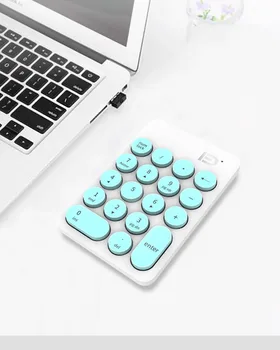 

2.4GHz Ergonomic USB Wireless Mini Keyboard Keypad with 18 Round Keys for Laptop PC for Financial Office Cute Fashion four Color