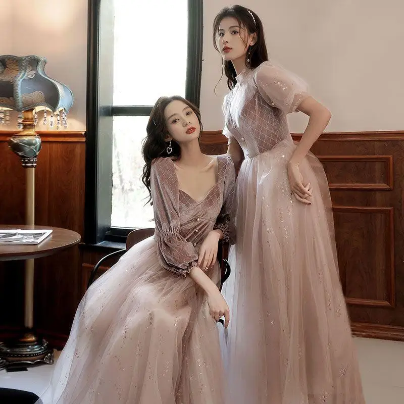 

Elegant Long Sleeves Party Dresses Long Formal Prom Party Gown Velvet Winter Fall Galadress Vestidos Women Dresses 2022