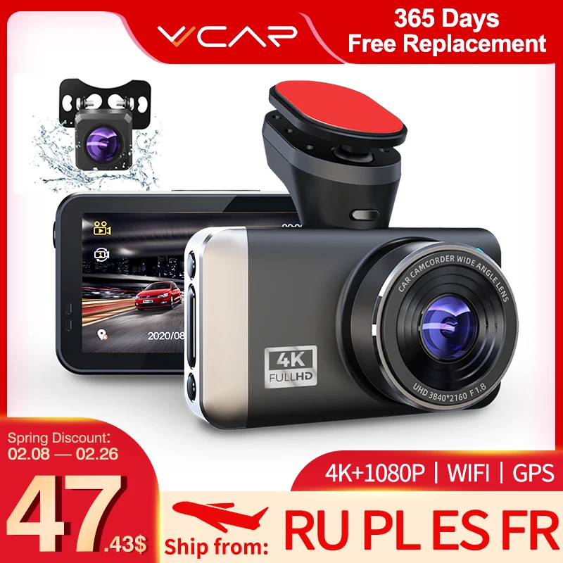 VVCAR D530 Car DVR Camera 4K+1080P Video Recorder WIFI Speed N GPS Dashcam Dash Cam Car registrar Spuer Night Vision