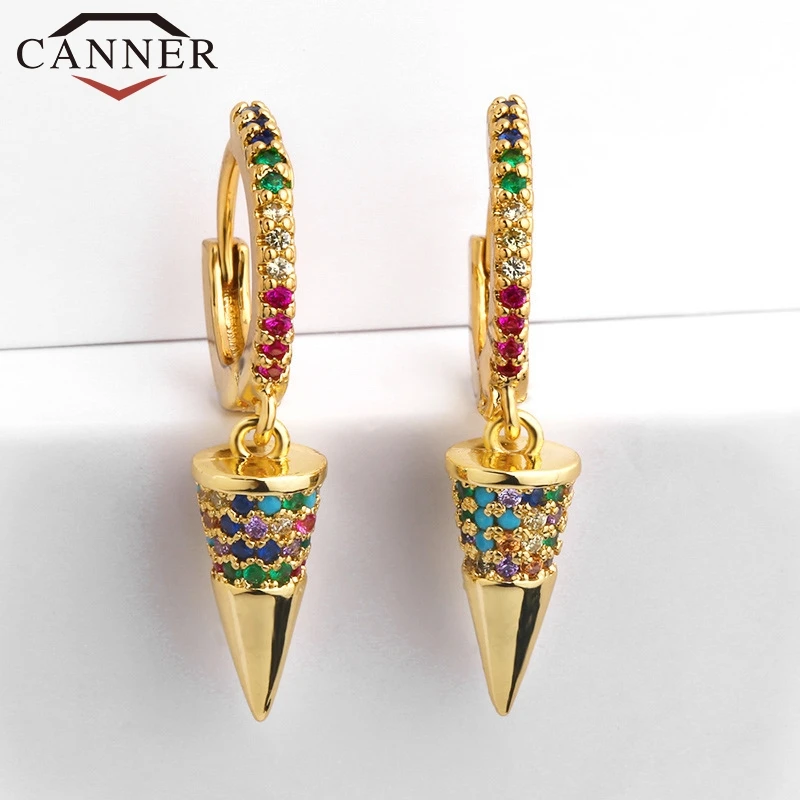 Золотые крошечные очаровательные циркониевые серьги Aretes De Moda Huggie радужные хрустальные готические серьги-кольца с крестиком для женщин ювелирные изделия
