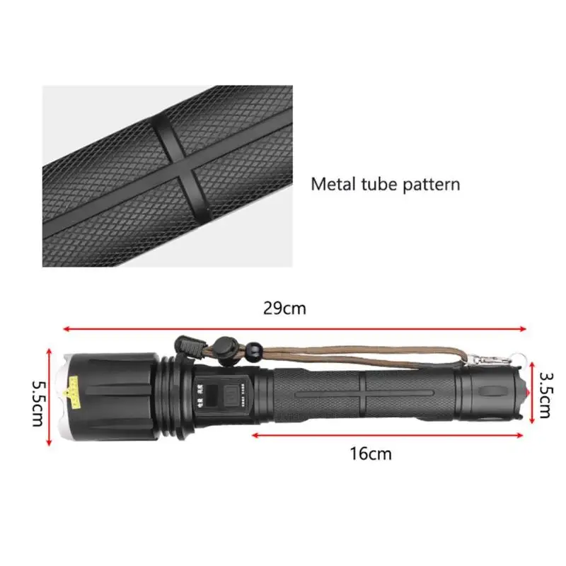 MTG2 LED Flashlight 60W 4 Modes Power Display Torch Glare Lamp for Camping Input and Output Emergency Charging Treasure