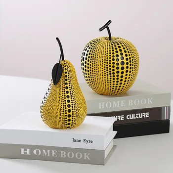 

Nordic Wave Point Element Yellow Apple Pear Figurine Plant Art Sculpture Resin Art&craft Home Decoration Accessories R2517