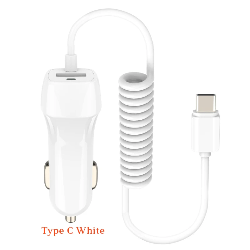 For Type C Быстрая зарядка 5 в 2,4 А для samsung S8 Plus Xiao mi Red mi Note 5 7 Note 8 Pro mi 8 Lite 9 SE автомобильное зарядное устройство с кабелем для iPhone 6 7 8 - Тип штекера: For Type C