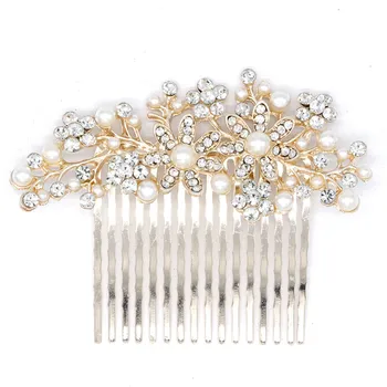 

Useful Fashion 1PC Hair Comb Hairpins Wedding Bride Crystal Rhinestones Pearls Women Bridal Headpiece Party Gift Beauty Decor