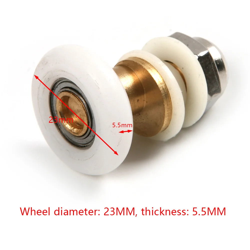 4PCS 20/23/25/27mm Brass Single Eccentric Shower Glass Sliding Door Rollers Wheel Roller For 5-7mm Shower Cabinet Pulleys