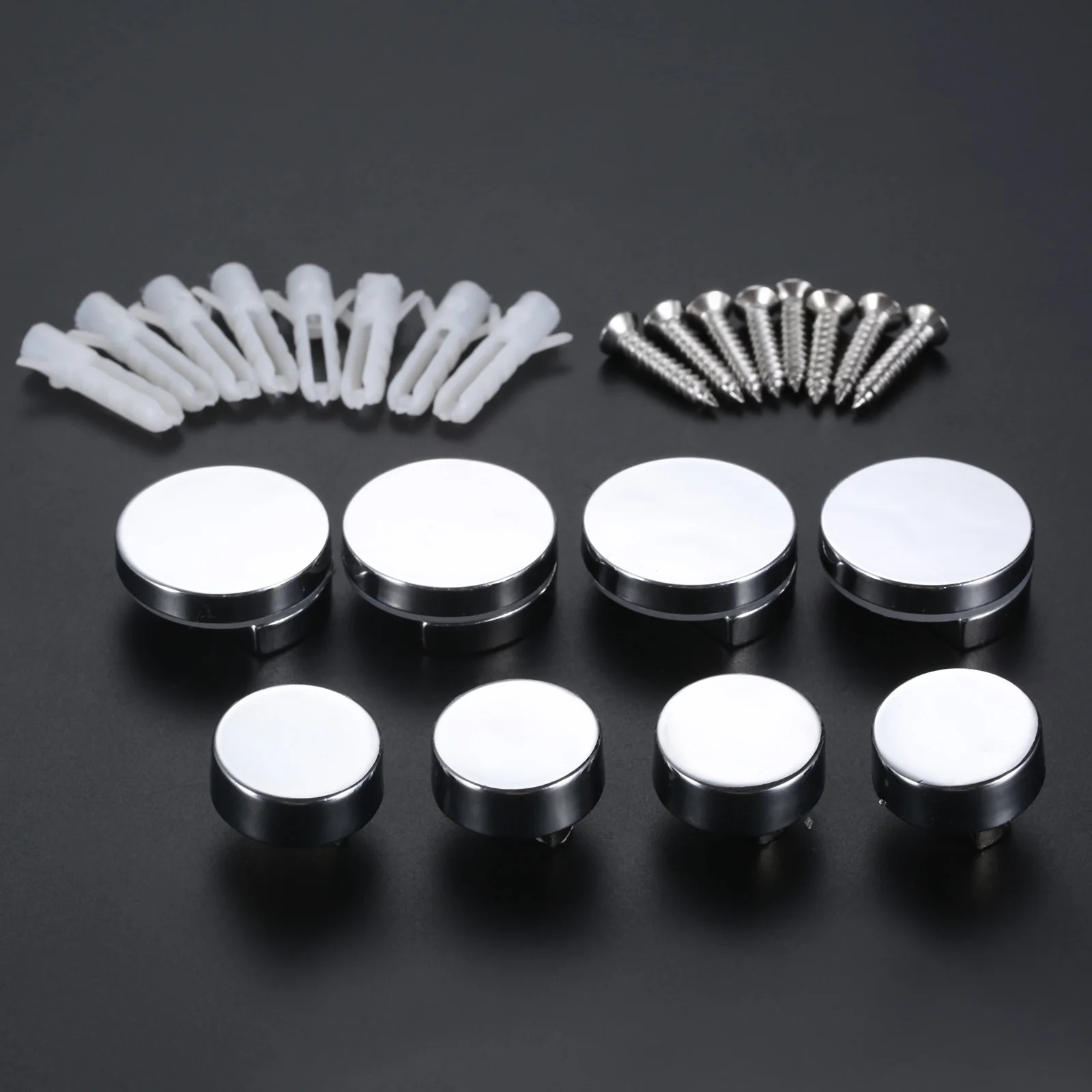 4pcs Mirror Round Clip Alloy 20/27mm Polished Chrome Clamp Decor Bathroom Toilet Fixing Acrylic/Metal/Wood w/silicon Pad w/screw |