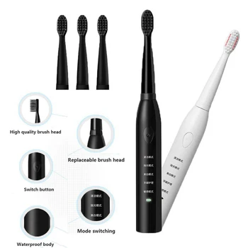 

Electric Toothbrush Rechargeable Ultrasonic Washable Electronic Whitening Waterproof Teeth Brush Toothbrush Head Replaceable