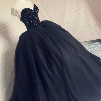 

Real Black crystal Ball Gown Corset Back Bodice Bride bridal gown 2020 Robe de Mariage Casamento Mother of the Bride Dresses