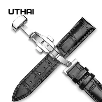 

UTHAI Z09 Genuine Leather Watch Strap 20MM 22MM Stainless steel butterfly clasp Smart watch universal strap 12-24MM Watchbands