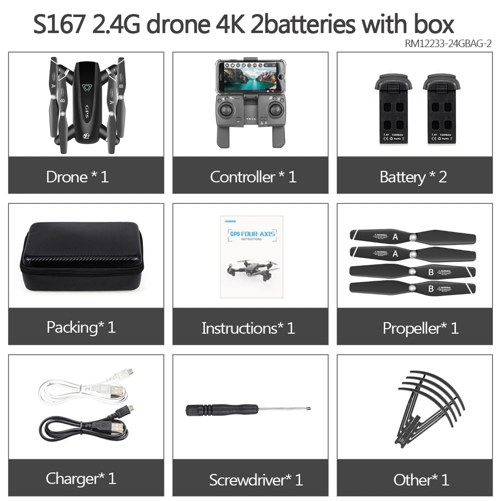 Мини-Дрон CSJ S167 складной Радиоуправляемый Дрон gps с камерой 4K 5G wifi FPV Дрон пульт дистанционного управления игрушка Радиоуправляемый квадрокоптер вертолет игрушки - Цвет: 2.4G 2B With Bag