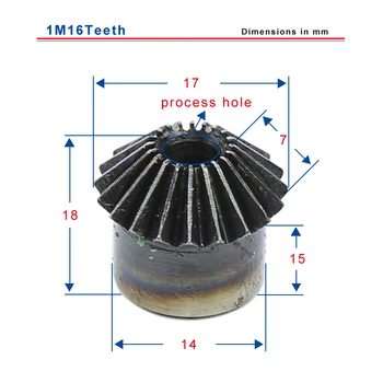 

1M16teeth bevel gear outer diameter 17mm total height 18mm process hole low carbon steel material gear