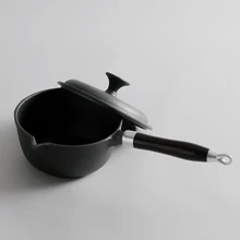 Без покрытия Малый сковорода Железный утолщенной емкость для молока для пищевая добавка железа антипригарным сковороде суп с лапшой древесины емкость с ручкой