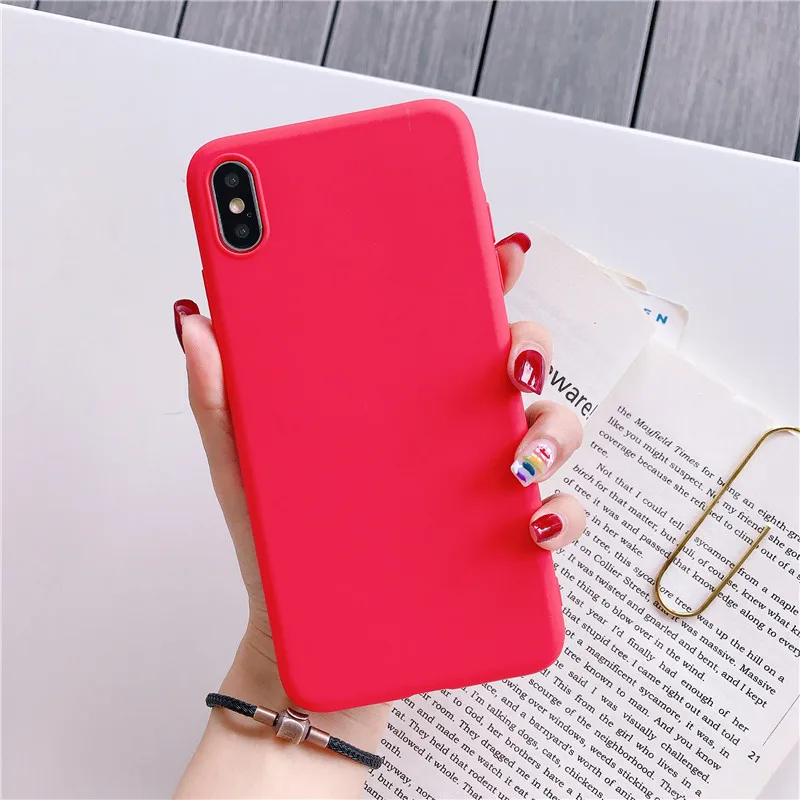 Soft Silicone Case For Samsung Galaxy A6 A9 A7 A70 A60 A50 A40 A30 A20S A10S M20 M30 M40 S8 S9 S10 Plus Candy Color Cover - Цвет: Red