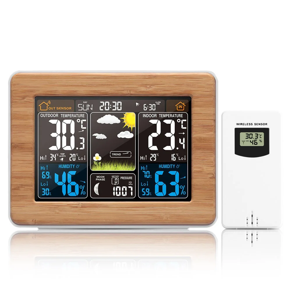 

FanJu LCD Digital Weather Station Alarm Clock Electronic Thermometer Hygrometer Wireless Sensor Barometer Home Decoration FJ3365