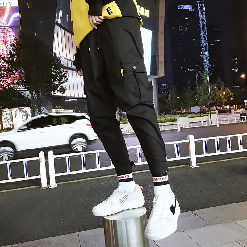 

Bib Overall MEN'S Casual Pants Loose Harem Pants 2018 Spring And Autumn Korean-style Trend Handsome Beam Feet Long Pants Men's