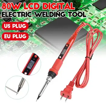 

110V/220V 80W Soldering Iron LCD Digital Electric Welding Tools Solder Wire Tweezers Hand Adjustable Temperature Solder Iron Kit