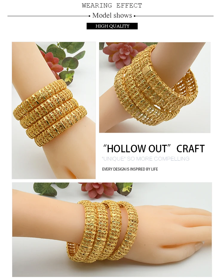 ANIID 4Pcs /Set 24K Dubai Gold Plated Bangle Bracelet For Women Ethiopian Arabic African Dubai Indian Wedding Bride Jewelry Gift ANIID 4Pcs /Set 24K Dubai Gold Plated Bangle Bracelet For Women Ethiopian Arabic African Dubai Indian Wedding Bride Jewelry Gift