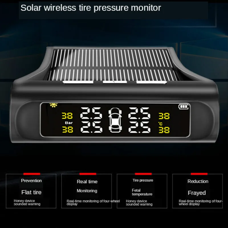 

Tire Pressure Monitor External Car General Tire Detection Monitor Wireless Solar Tire Pressure Detection Sercuity 5V