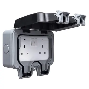 

Outdoor Waterproof Socket Box Ip66 Switch Socket Rainproof Power Socket Strip Plug Bakelite Two Open British 13A