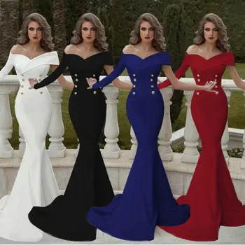 

Womens Party Dress Sexy Club Fishtail Dress Vintage Chic Ball Gown Long Formal Bridesmaid Mermaid dress girl vestido infantil