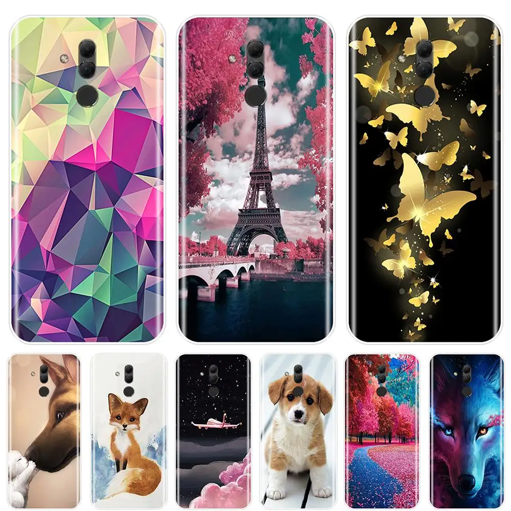 Мягкий силиконовый чехол из ТПУ для Huawei Mate 7 8 9 10 20 Lite с милыми животными задняя