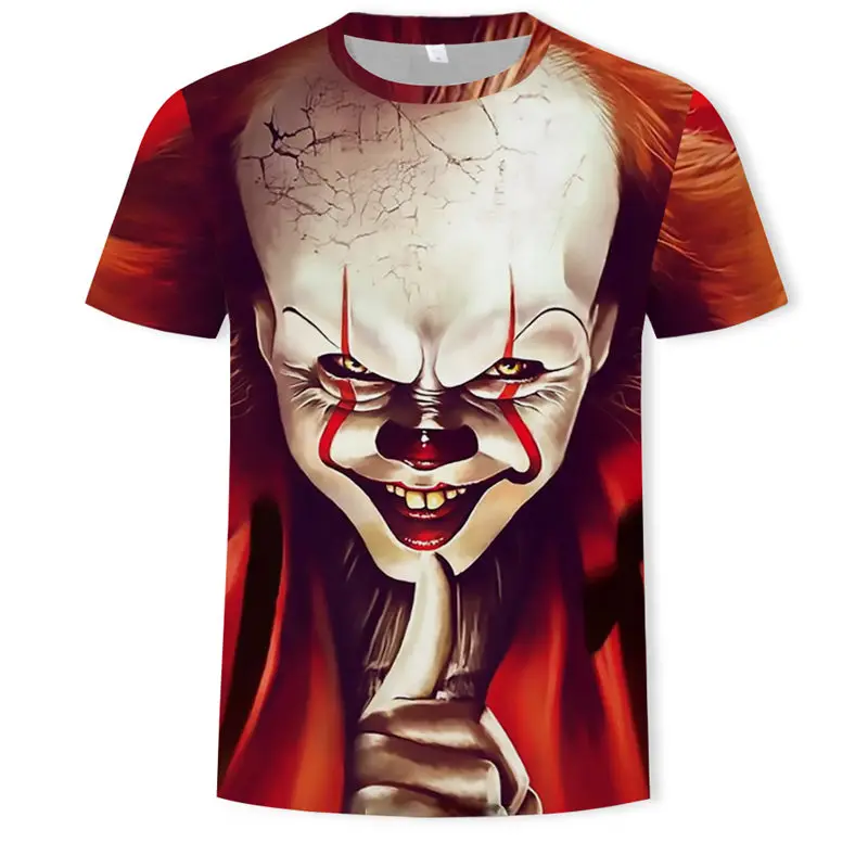 Летняя мужская футболка с 3D принтом клоуна, повседневная мужская футболка с 3d клоуном, забавная футболка с коротким рукавом, Топы И Футболки