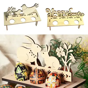 

Wooden Egg Rack Egg Stand Creative Easter Handmade Decoration Beautiful Chick Rabbit DIY Festival Egg Tray Home Ornament