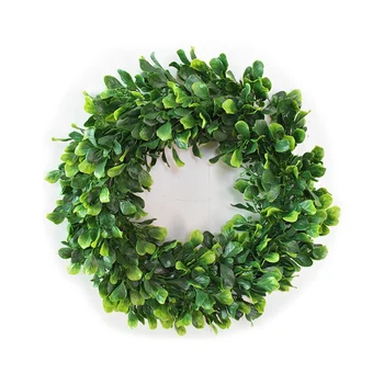 

16 Inches Faux Greenery Wreath Artificial Jasmine Wreath for Front Door Farmhouse Spring Home Office Decoration T