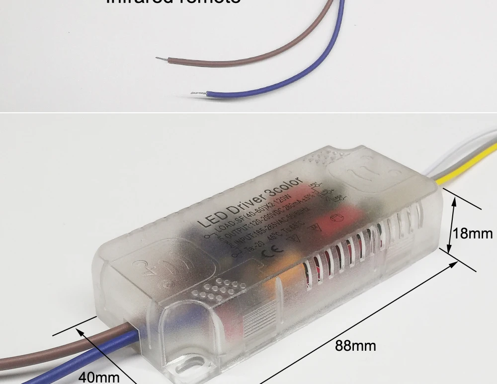 Controle remoto infravermelho LED Driver, transformador da