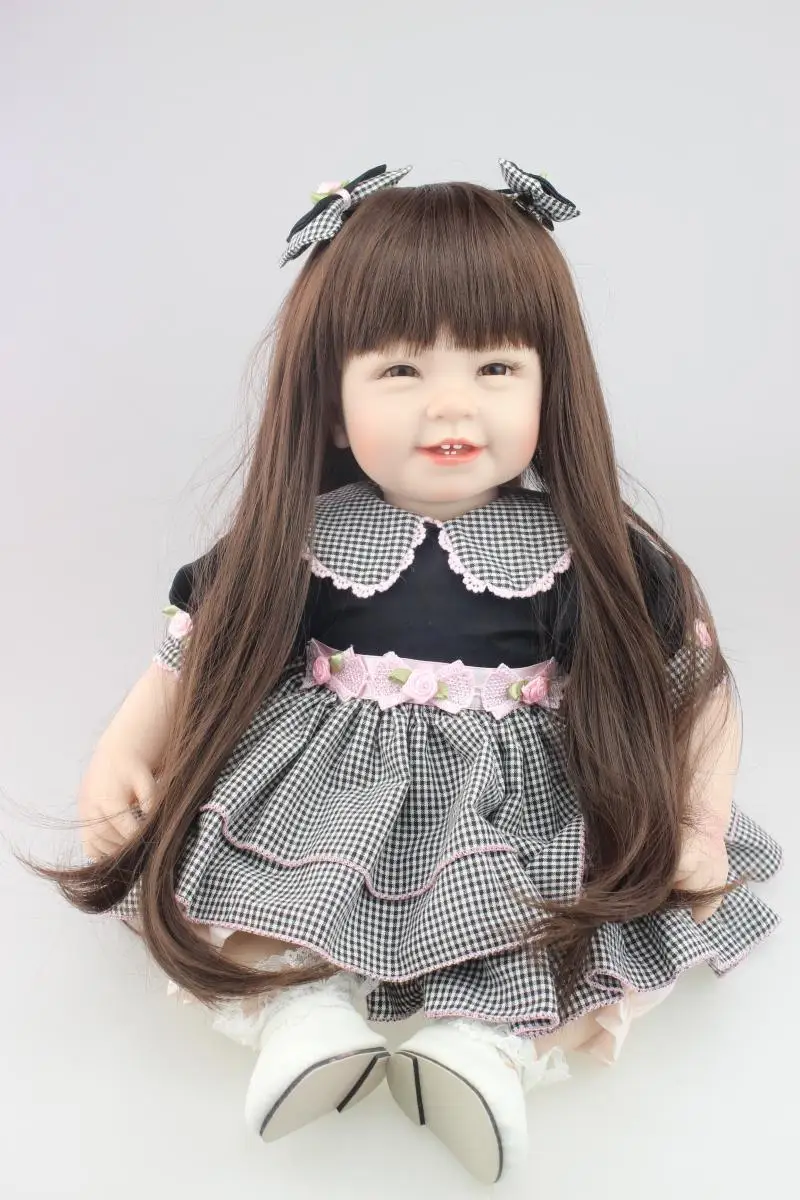 Милые четыре зубы смайлик ребенок моделирование Играть Дом игрушка девочка подарок одеваются Одеваются Кукла с длинными волосами