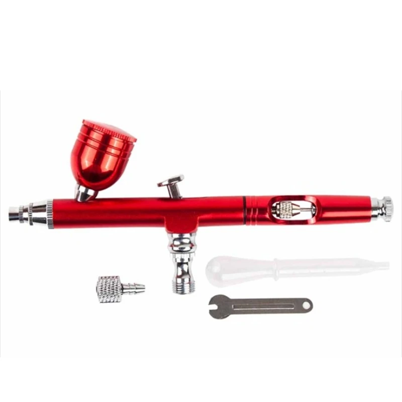 Инструмент для аэрографа двойного действия гравитационная подача 0,3 мм Насадка спрей Аэрограф краска для ногтей тату инструмент с гаечным ключом соломенный красный