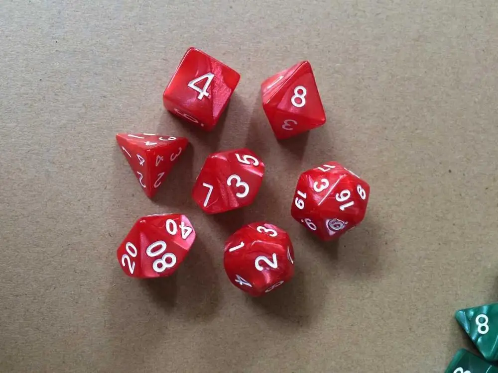 Красный 7 шт./компл. игральные кости DND набор dados rpg dadi игральные кубики dado многогранные dados rol dobbelstenen - Цвет: Красный
