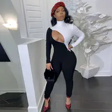 Зимние уплотненные куртки Европа и США Горячие Соблазнительные модные цвет штекер обнаженная грудь резьба мини женский комбинезон