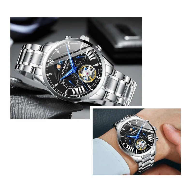 Automatic Watch Man GUANQIN GJ16120 Mens Watches Top Brand Luxury Mechanical Watch Moon Phase 50m Waterproof Tourbillon Date New (7)