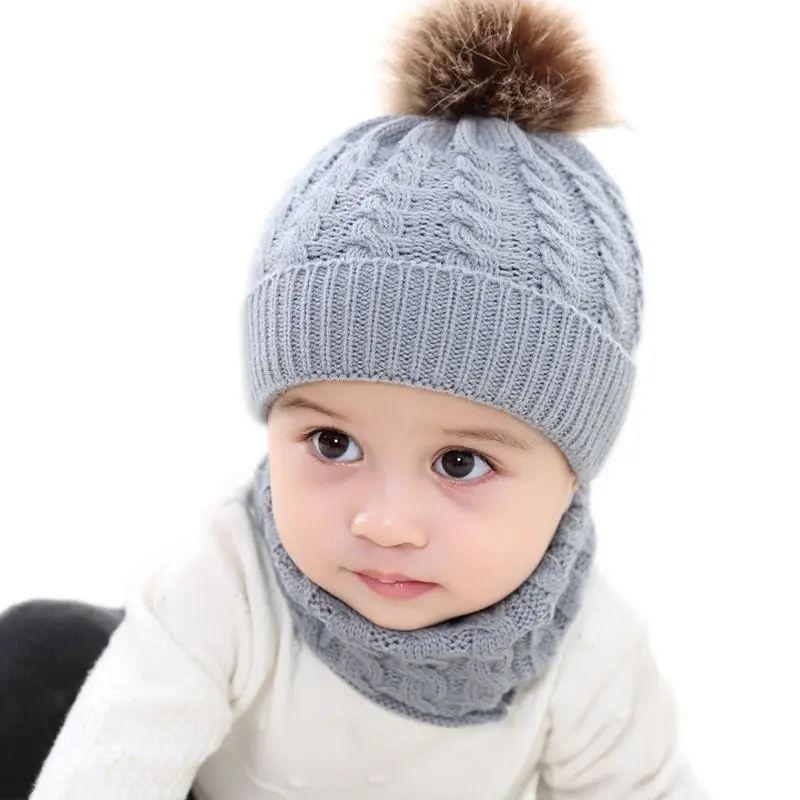 Детская зимняя шапка, шапка и шарф для новорожденного ребенка, теплая шапка для девочек, акриловая вязанная крючком эластичная вязаная шапка, мягкая теплая шапка для малышей, зимняя шапка для мальчика