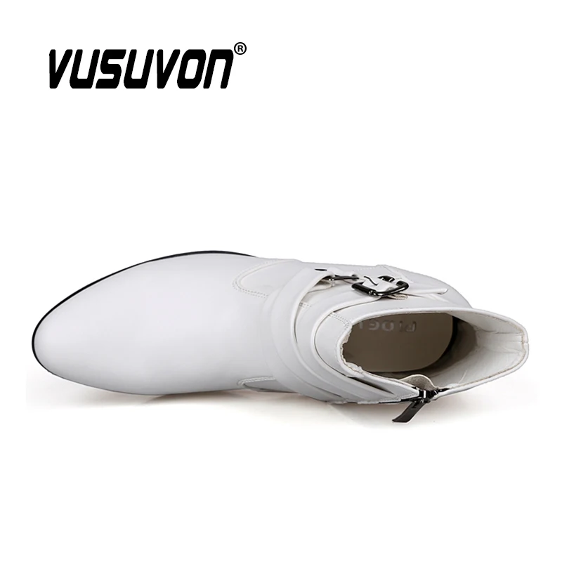 Fashion Men Spring Autumn Pointed Toe Height Increase Chelsea Ankle Boots Western High Top Casual Shoe PU Leather men chelsea boots men leather shoes