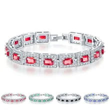 Роскошный ледяной квадрат, Красный AAA циркон, очаровательный браслет и браслеты для женщин, Свадебная вечеринка, медный материал, ювелирное изделие, элегантный подарок для дам