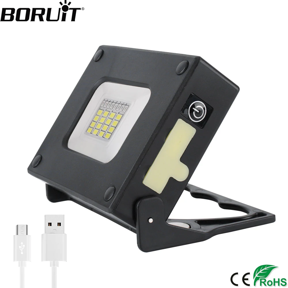 BORUiT 10 Вт светодиодный мини-прожектор 400LM 5730 SMD Светодиодный прожектор заливающего света IP44 Водонепроницаемый прожектор с сильным магнитом Мощность банк карманная лампа