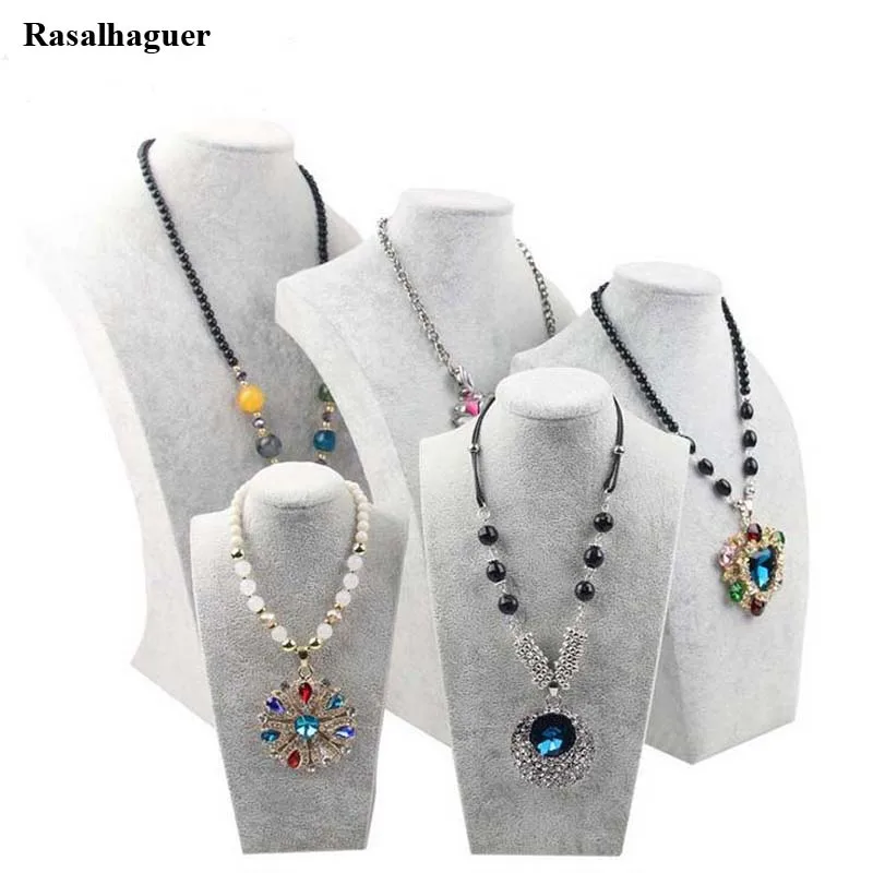 High Grade Luxury Gray Velvet Necklaces Pendants Display Bust Stand Show Scarf Hair Band Holder 5 Sizes Wholesale Price