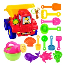 14 шт., детские пляжные игрушки, набор, пластиковые игрушки для песка, набор, корзина, песочные инструменты для копки, модели морских животных, пляжные игровые аксессуары
